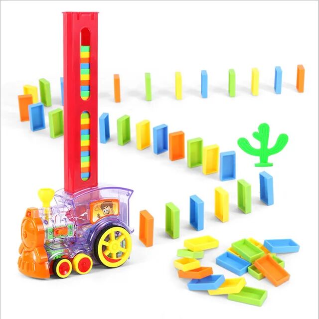 Domino Train Toy Set Rally Electric Train Model With 60 Pcs Colorful