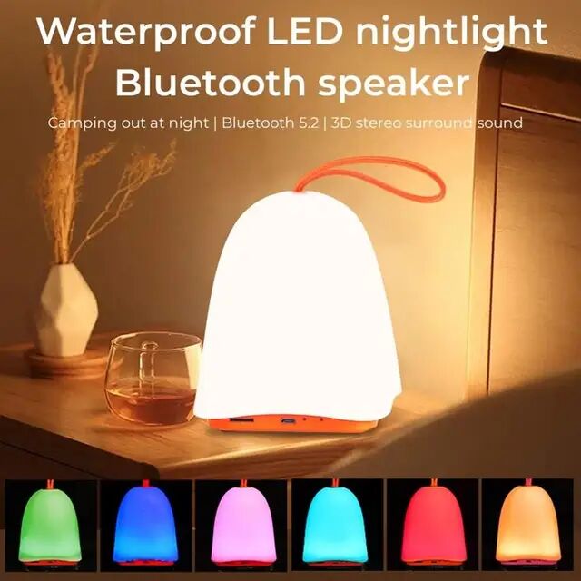 New Portable Wireless Bluetooth Speaker Creative Portable Touch On 3D Surround Stereo LED Beating Light Night Light Sound System, Orange Color